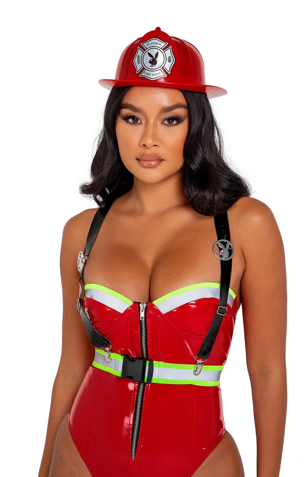 Charming 3PC Playboy Smokin Hot Firegirl Costume Set in Red by Build-A-Hoochie