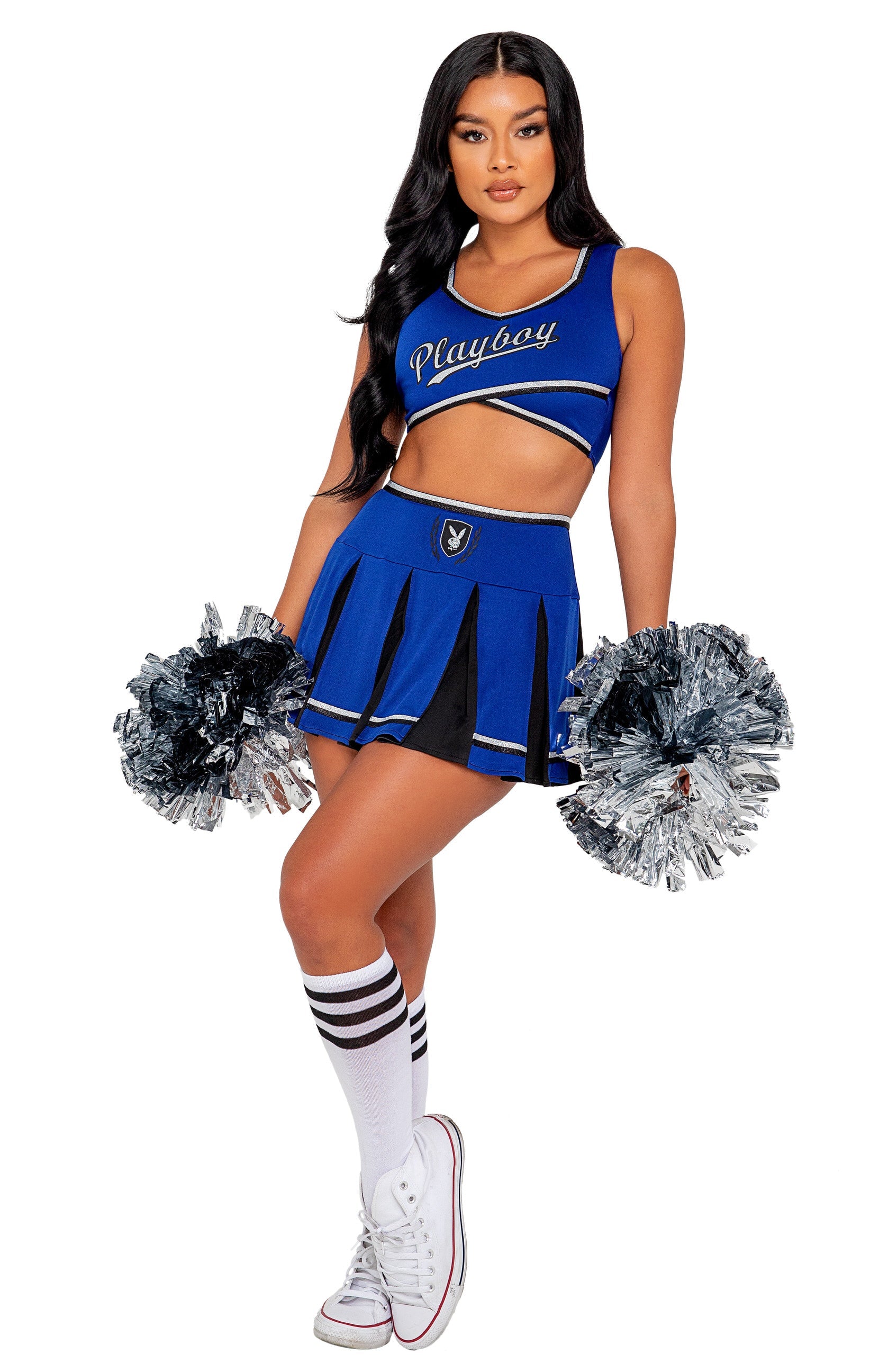 Blue/black Feminine 3PC Playboy Cheer Squad Costumes Size XL