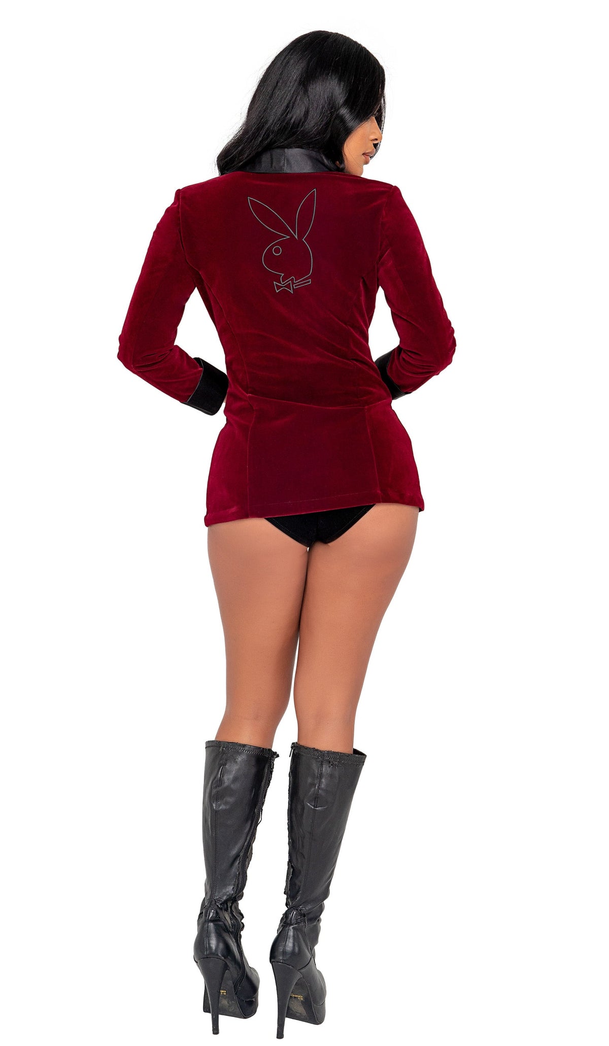 Captivating 4PC Playboy Smoke Lounge Madam Costume Set in Burgundy by Build-A-Hoochie