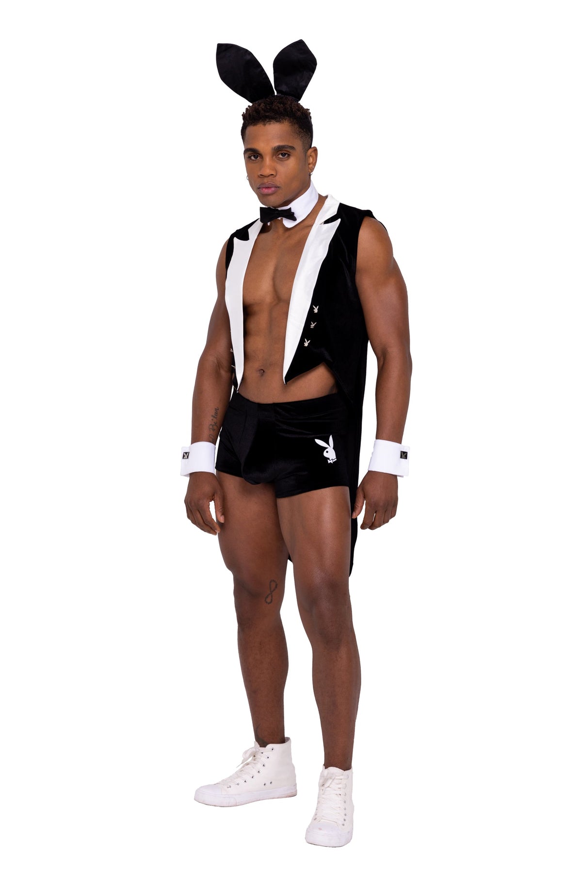 Rugged 8PC Playboy Men's Tuxedo Bunny Men's Costume Set in Black by Build-A-Hoochie