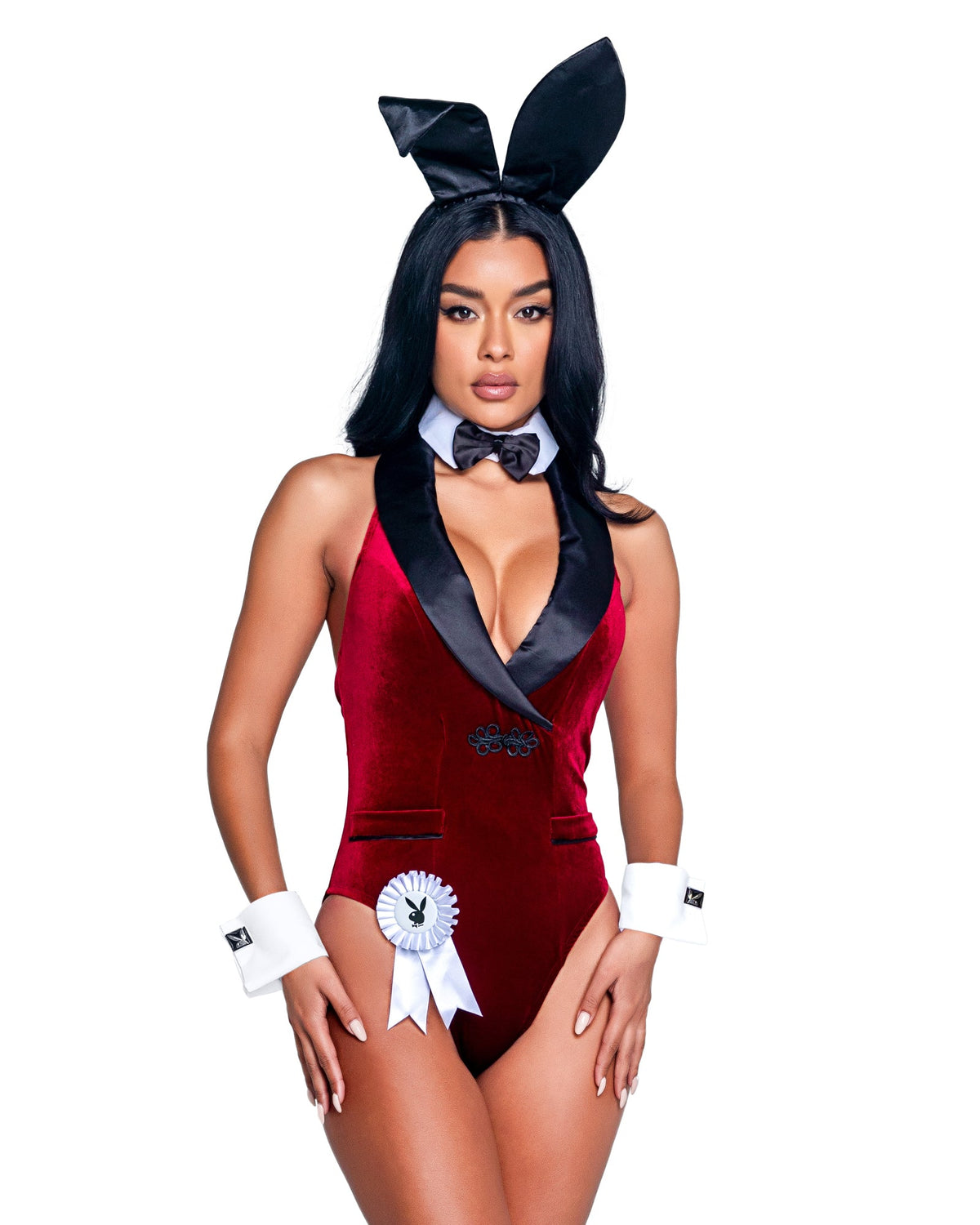 Flirty 8PC Playboy Smoking Lounge Bunny Costume Set in Burgundy by Build-A-Hoochie