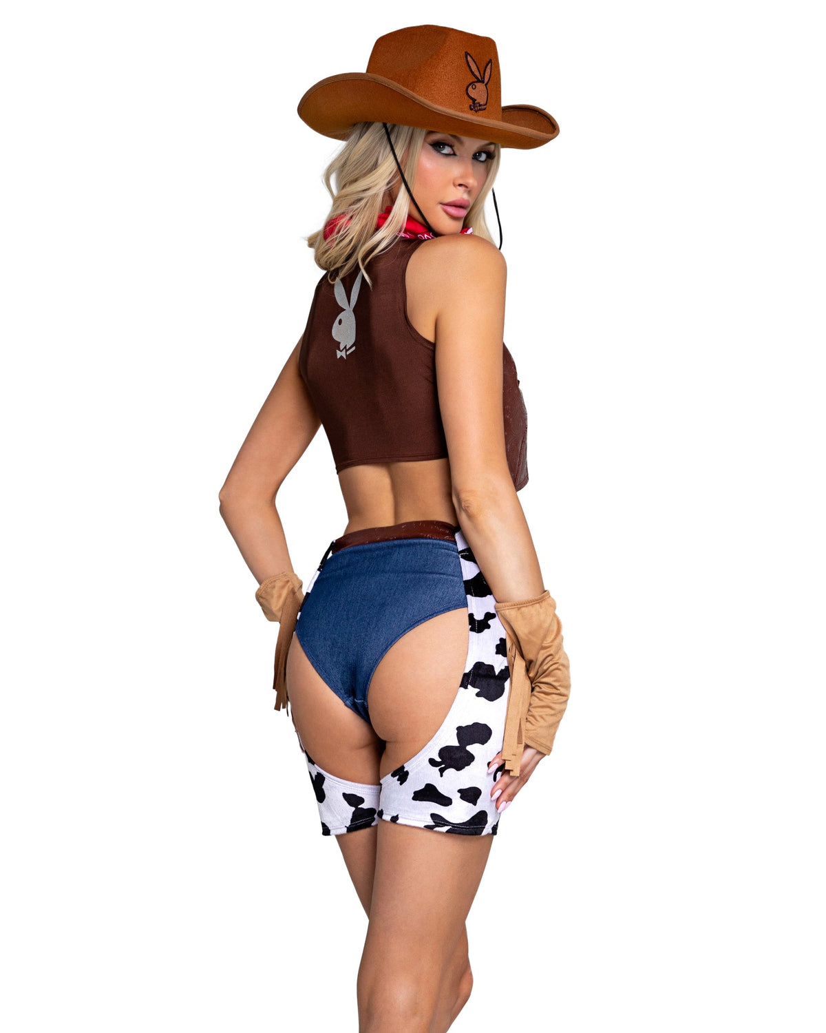 Wild 6PC Playboy Cowgirl Ranch Babe Costume Set in Brown by Build-A-Hoochie