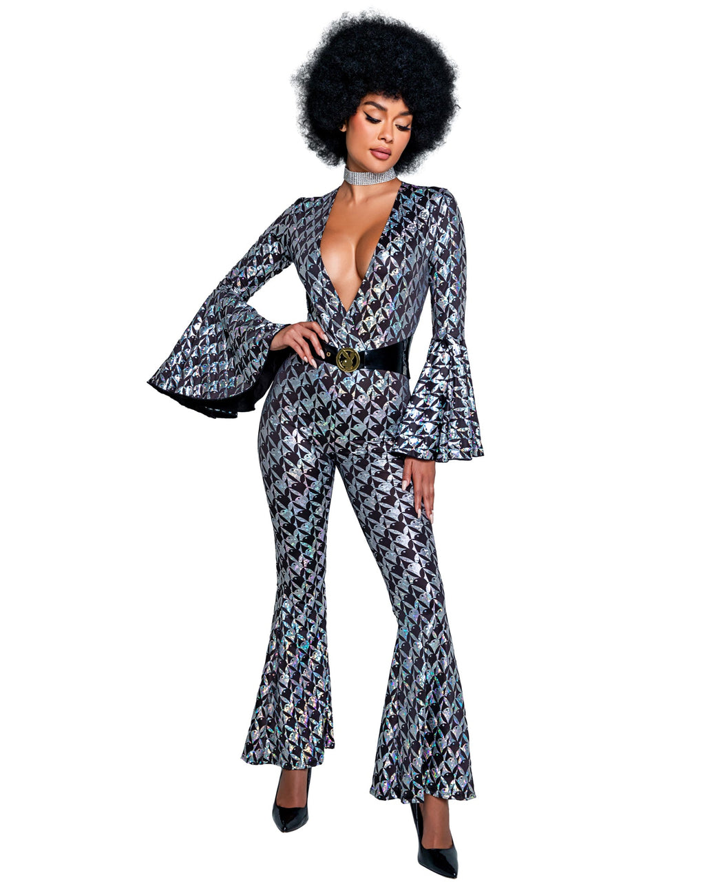 Silver/black Lavish Playboy Disco Fever Playboy Costumes Size XL