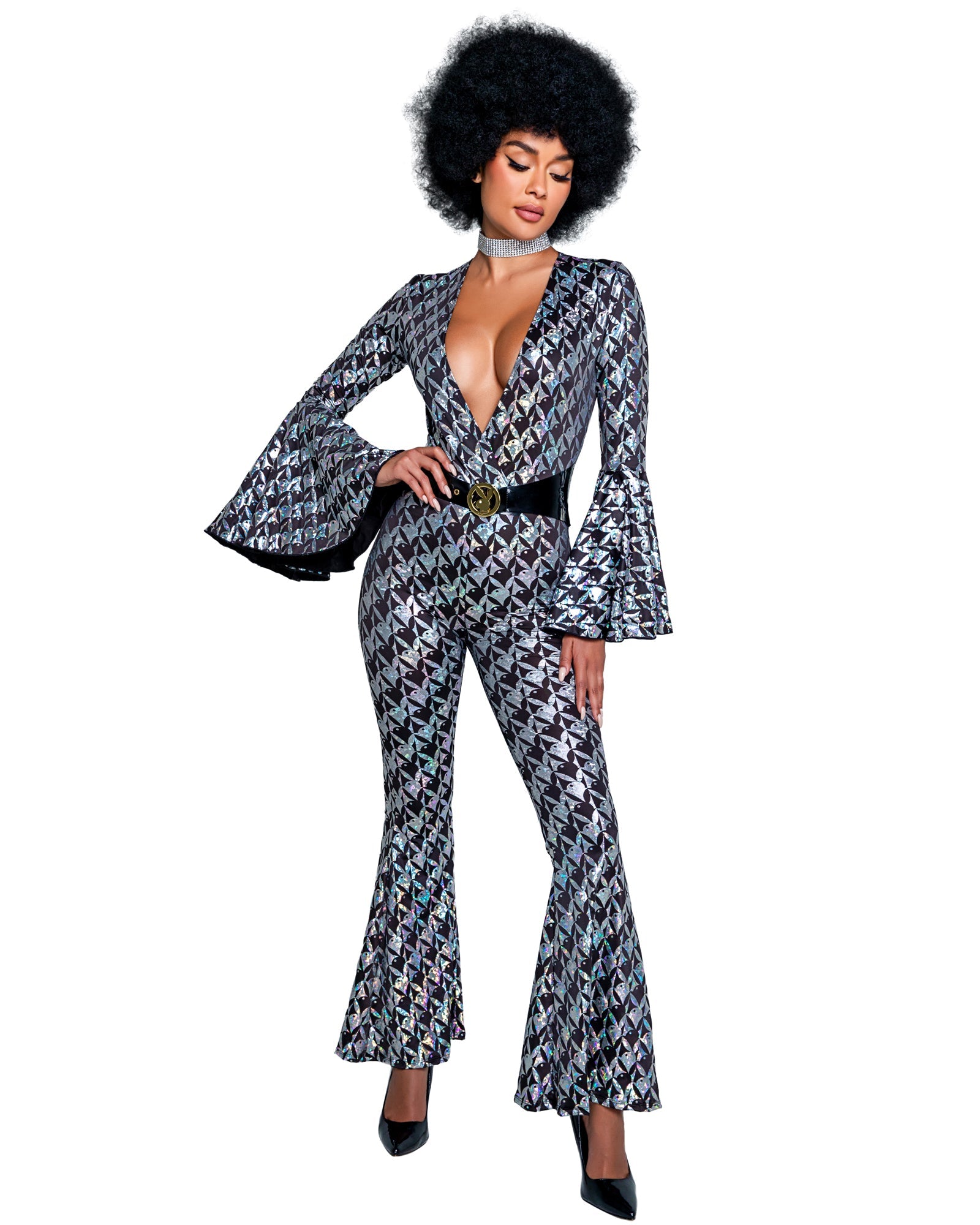 Silver/black Lavish Playboy Disco Fever Playboy Costumes Size XL
