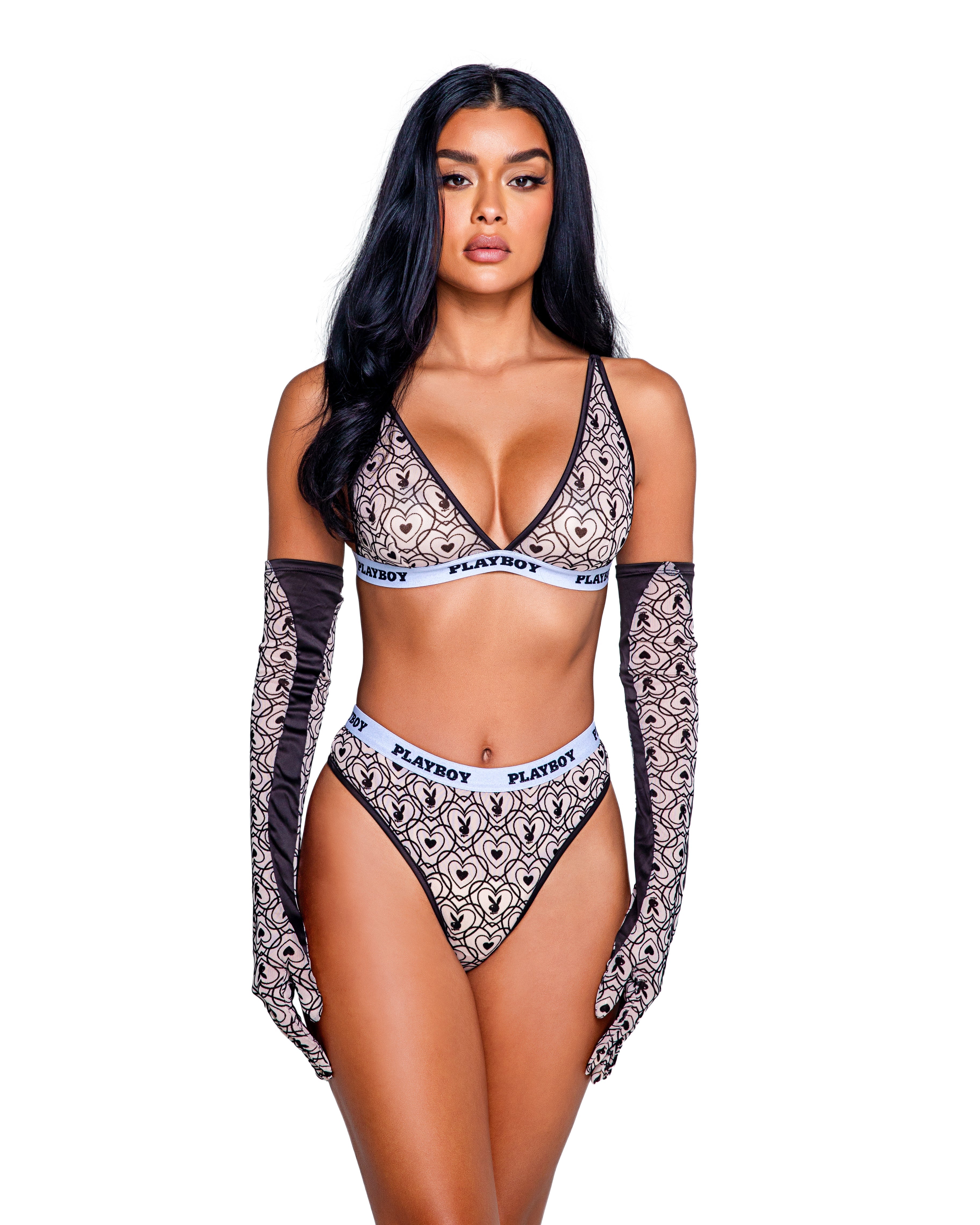 Black/nude Intimate Playboy Bunny Sport Set Playboy Lingerie Size 2XL