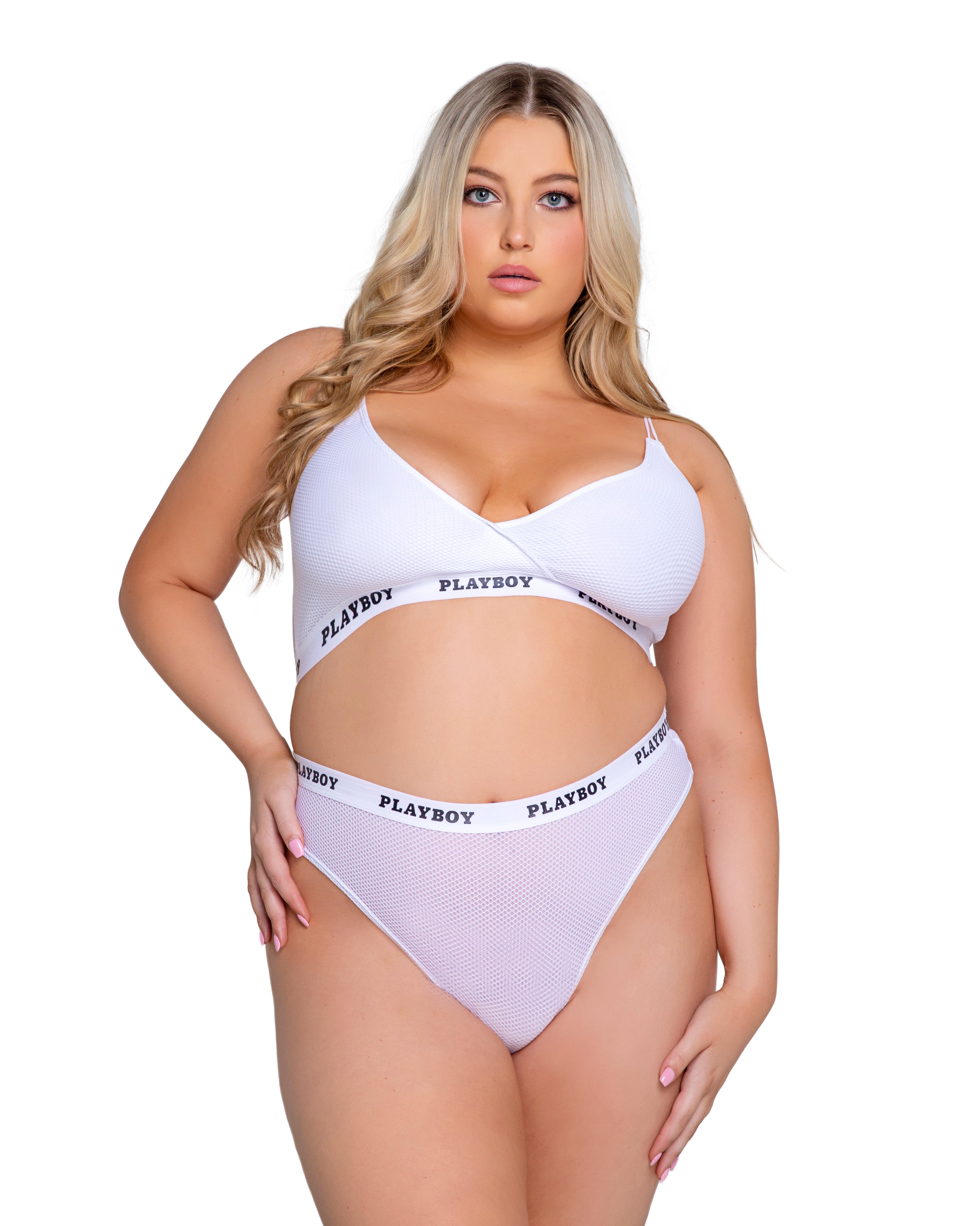 White Opulent Playboy Lifestyle 2-Piece Set Playboy Lingerie Size 3XL/4XL