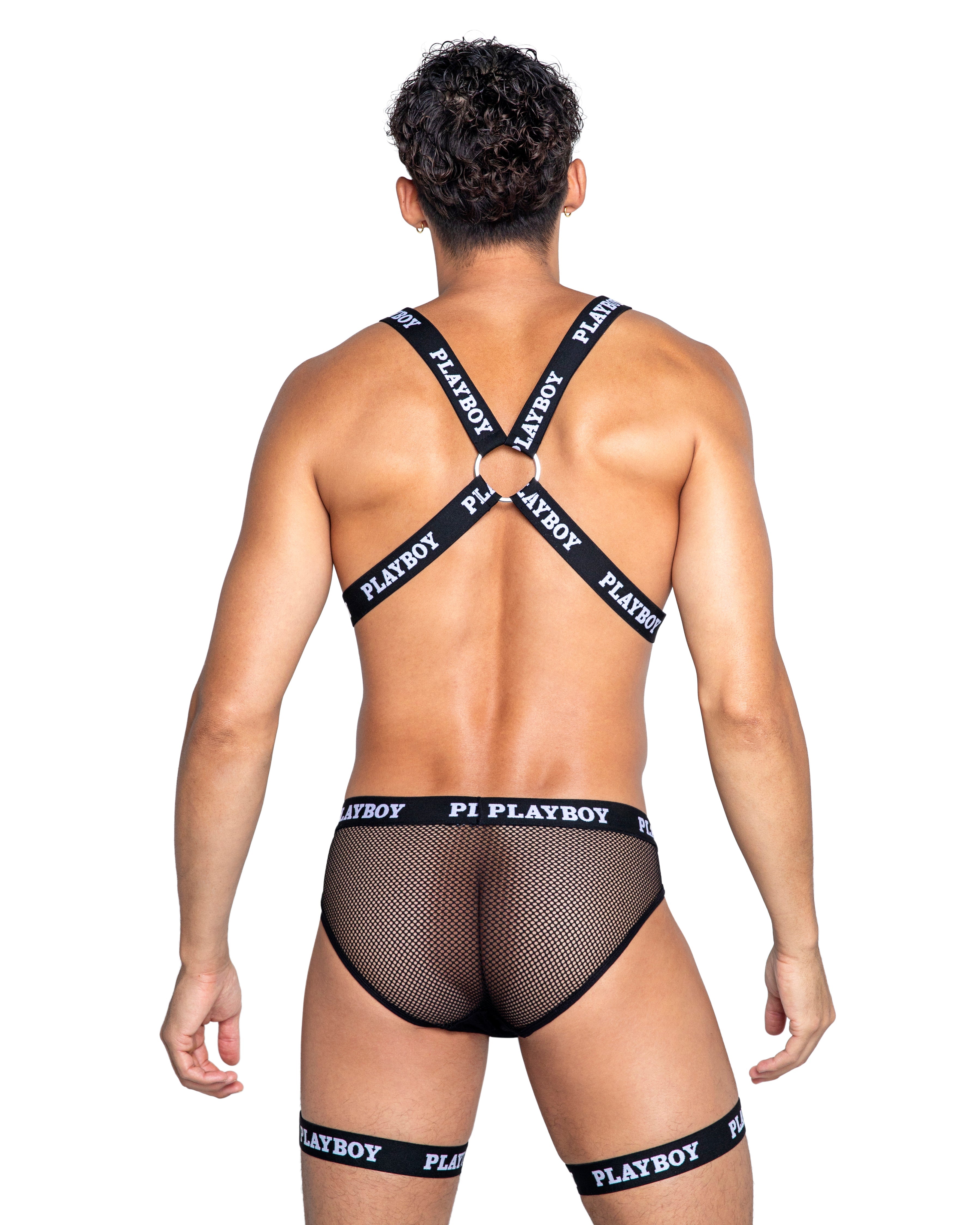 Otherworldly Playboy Mens Dark Room Harness Playboy Lingerie Back View