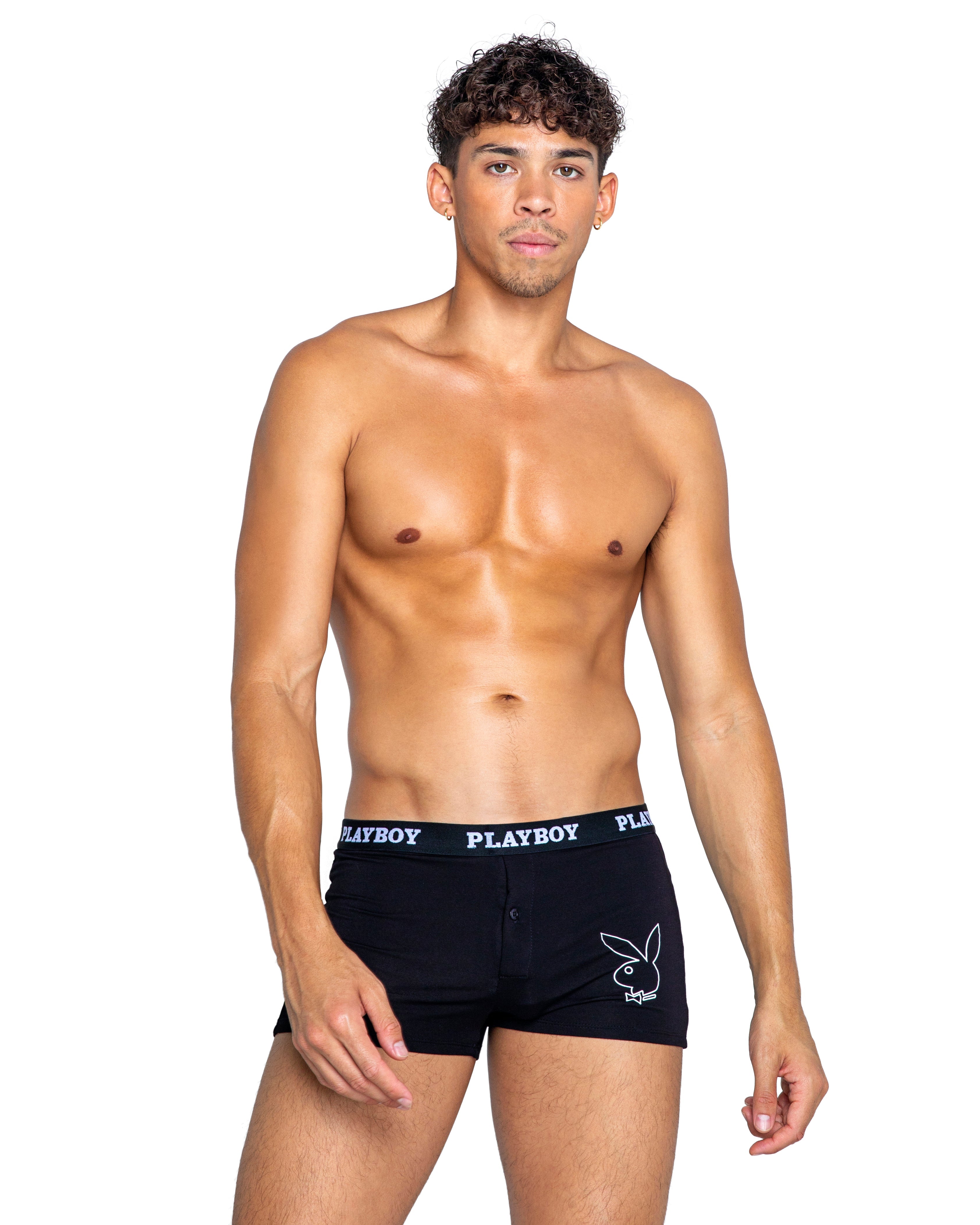 Black/white Extravagant Playboy Mens Tuxedo Modal Boxer Briefs Playboy Lingerie Size XL