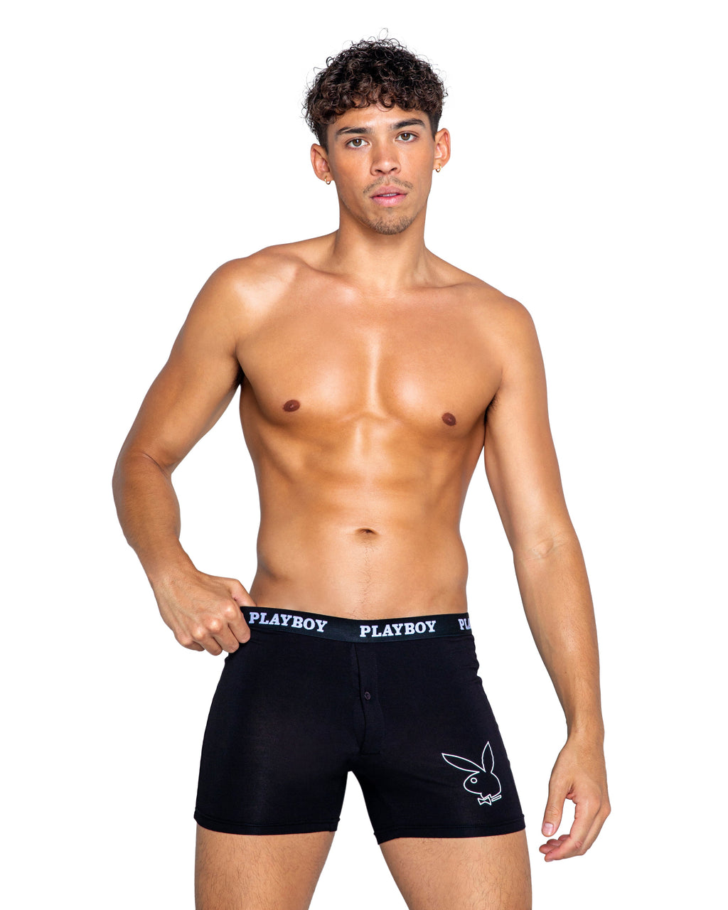 Black/white Graceful Playboy Mens Tuxedo Modal Classic Boxer Briefs Playboy Lingerie Size XL