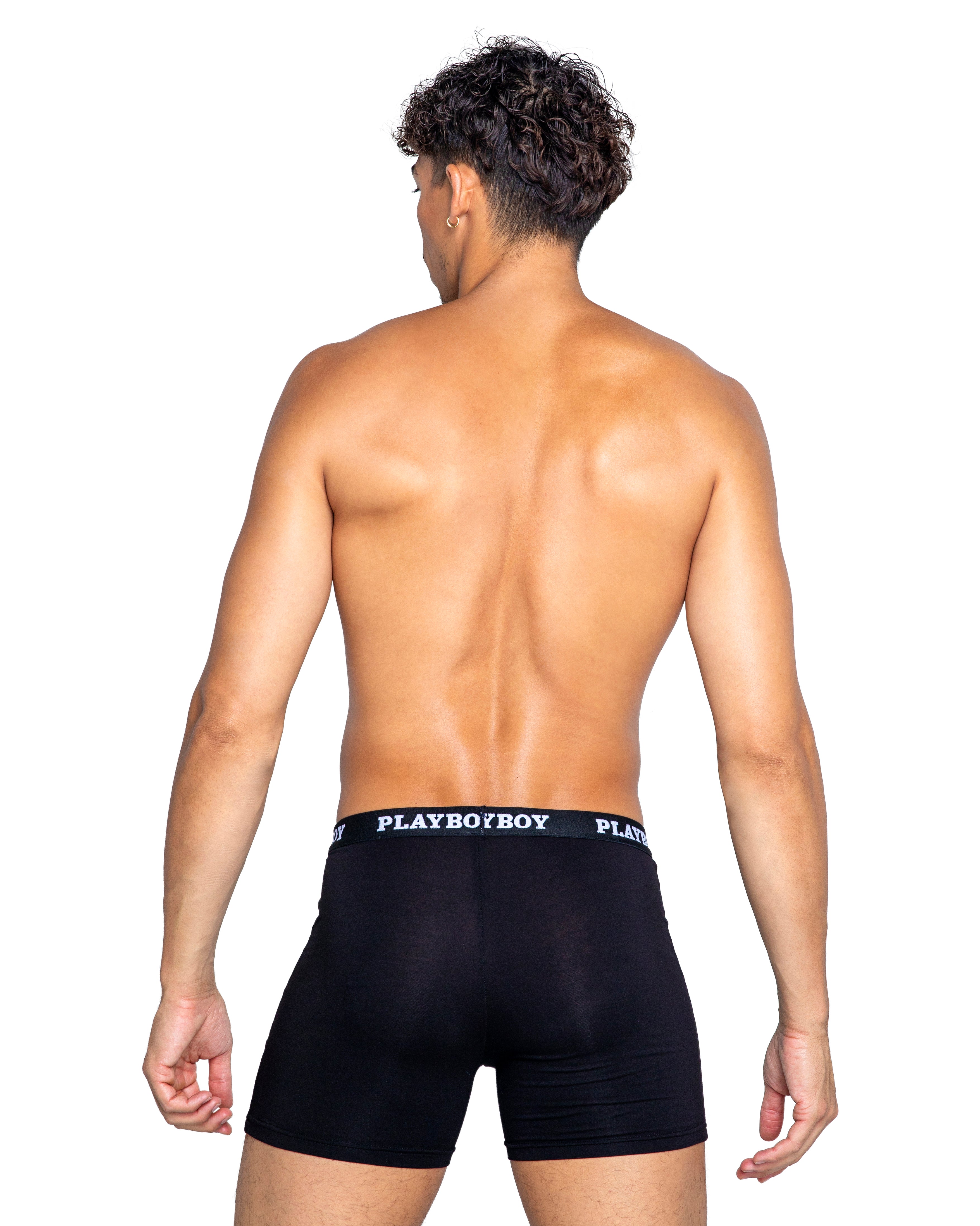 Graceful Playboy Mens Tuxedo Modal Classic Boxer Briefs Playboy Lingerie Back View