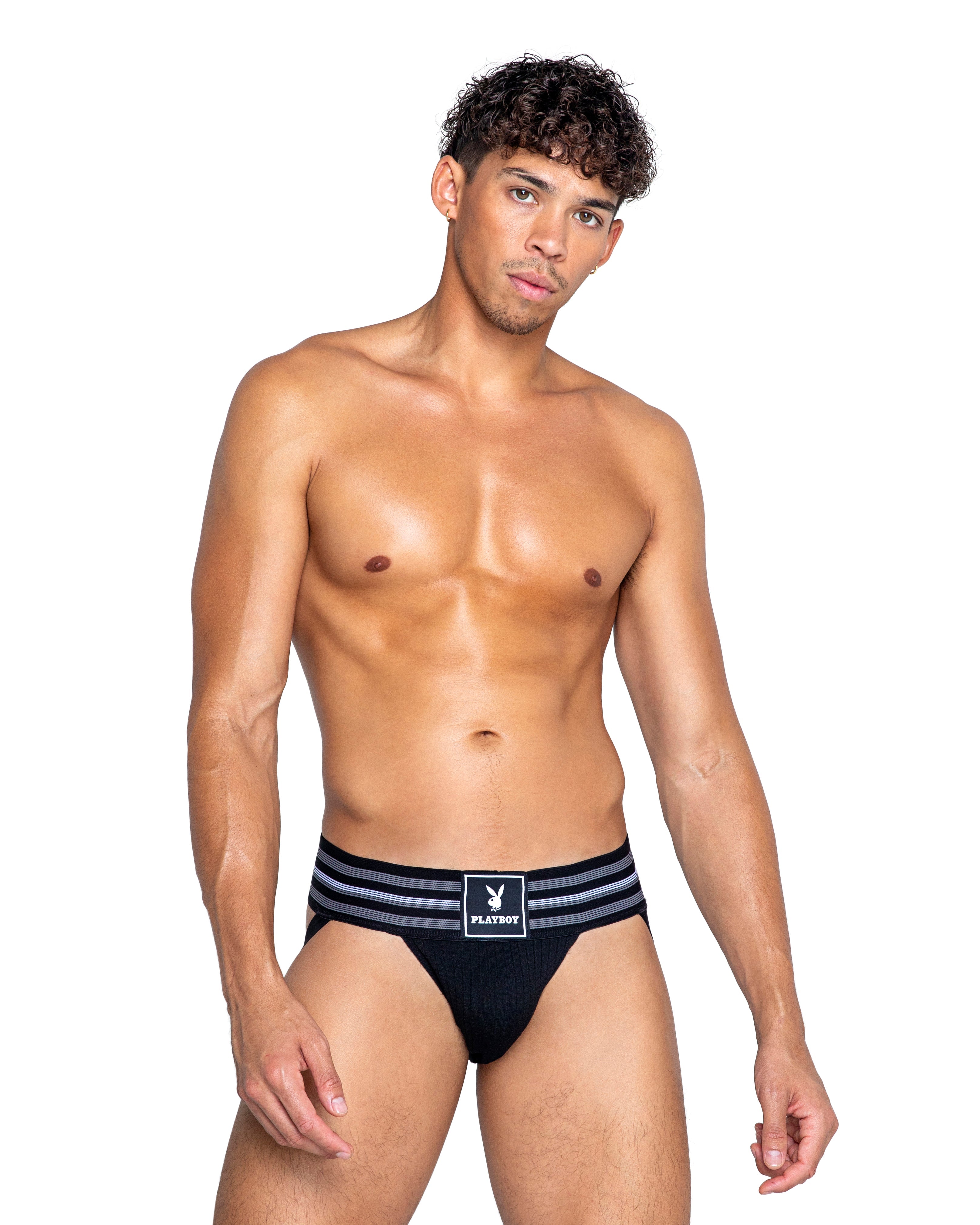 Black Tranquil Playboy Mens Locker Room Classic Jock Playboy Lingerie Size XL