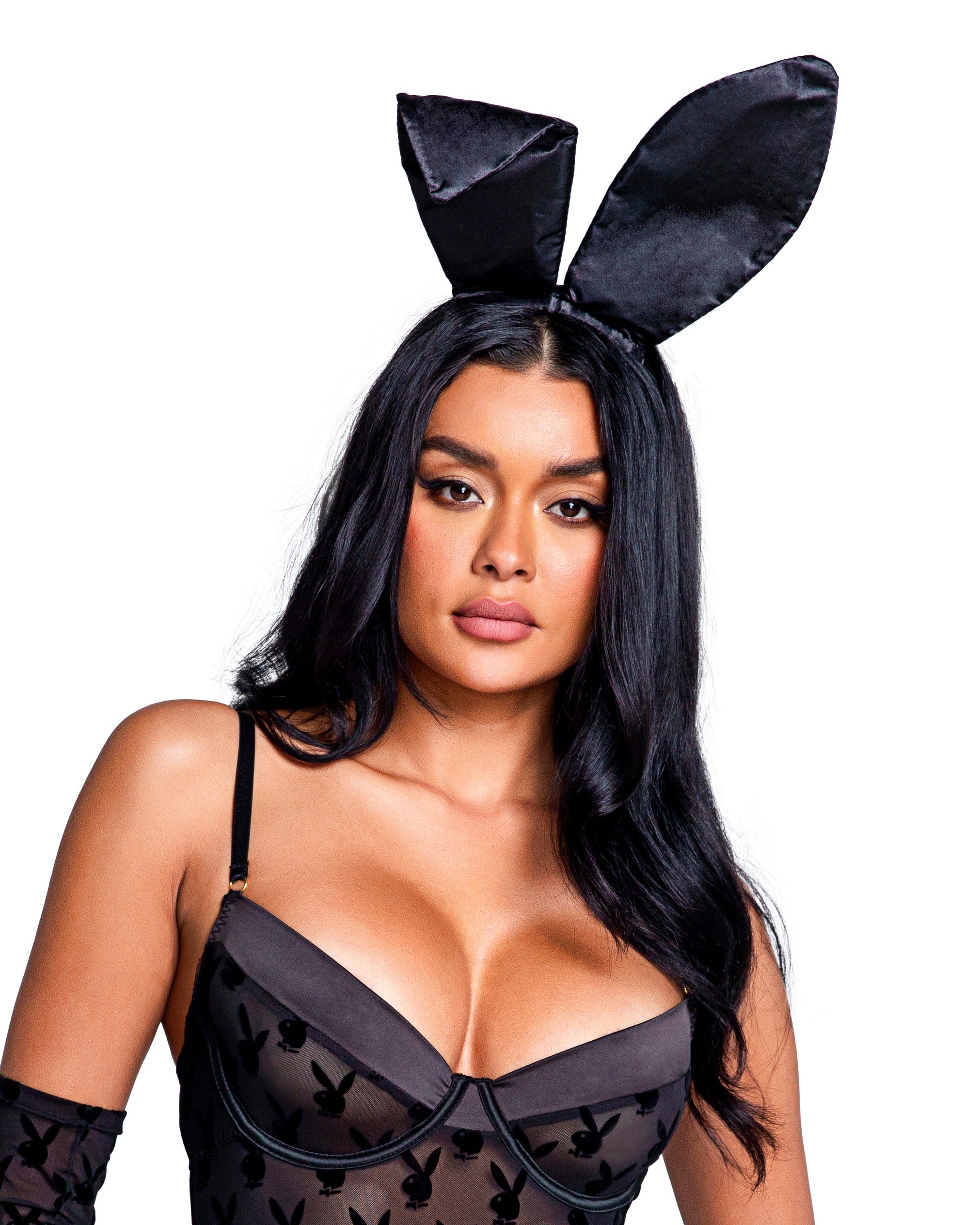 Astounding Satin Bunny Ears Playboy Lingerie