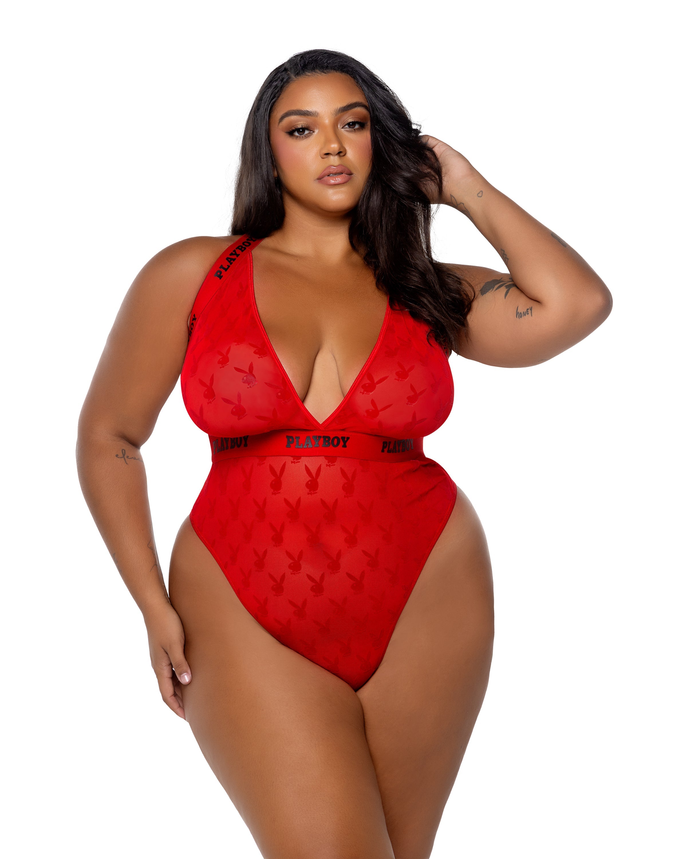 Red Intimate Playboy Bunny Rouge Teddy Lingerie Size 2X