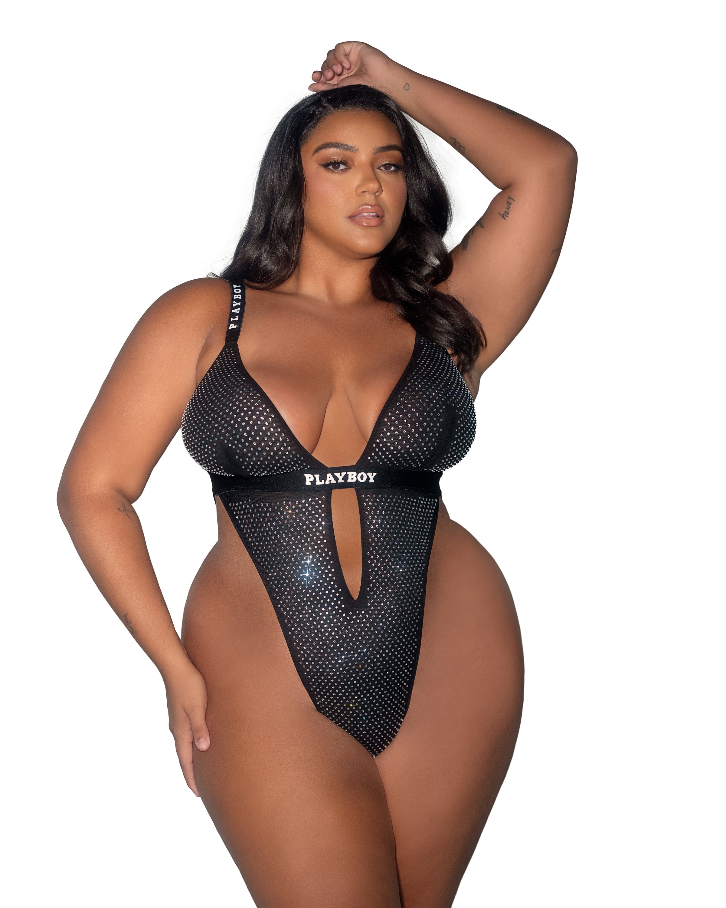 Black Iconic Playboy Disco Fever Teddy Lingerie Size 2X