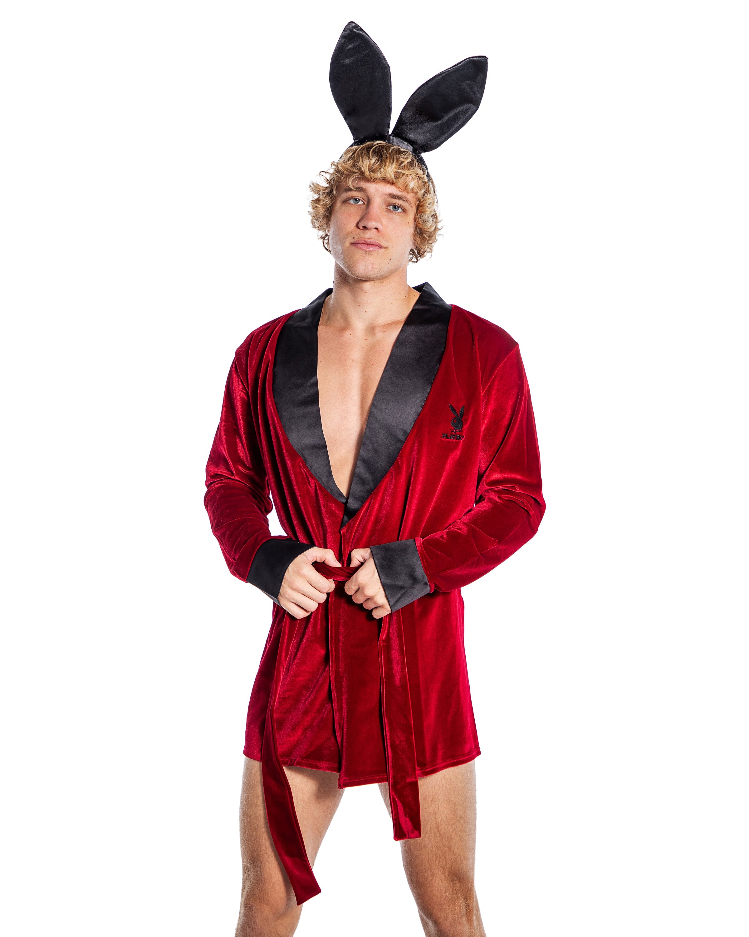 Red Enchanting Playboy Mens Smoke Lounge Robe Lingerie Size 1X/2X