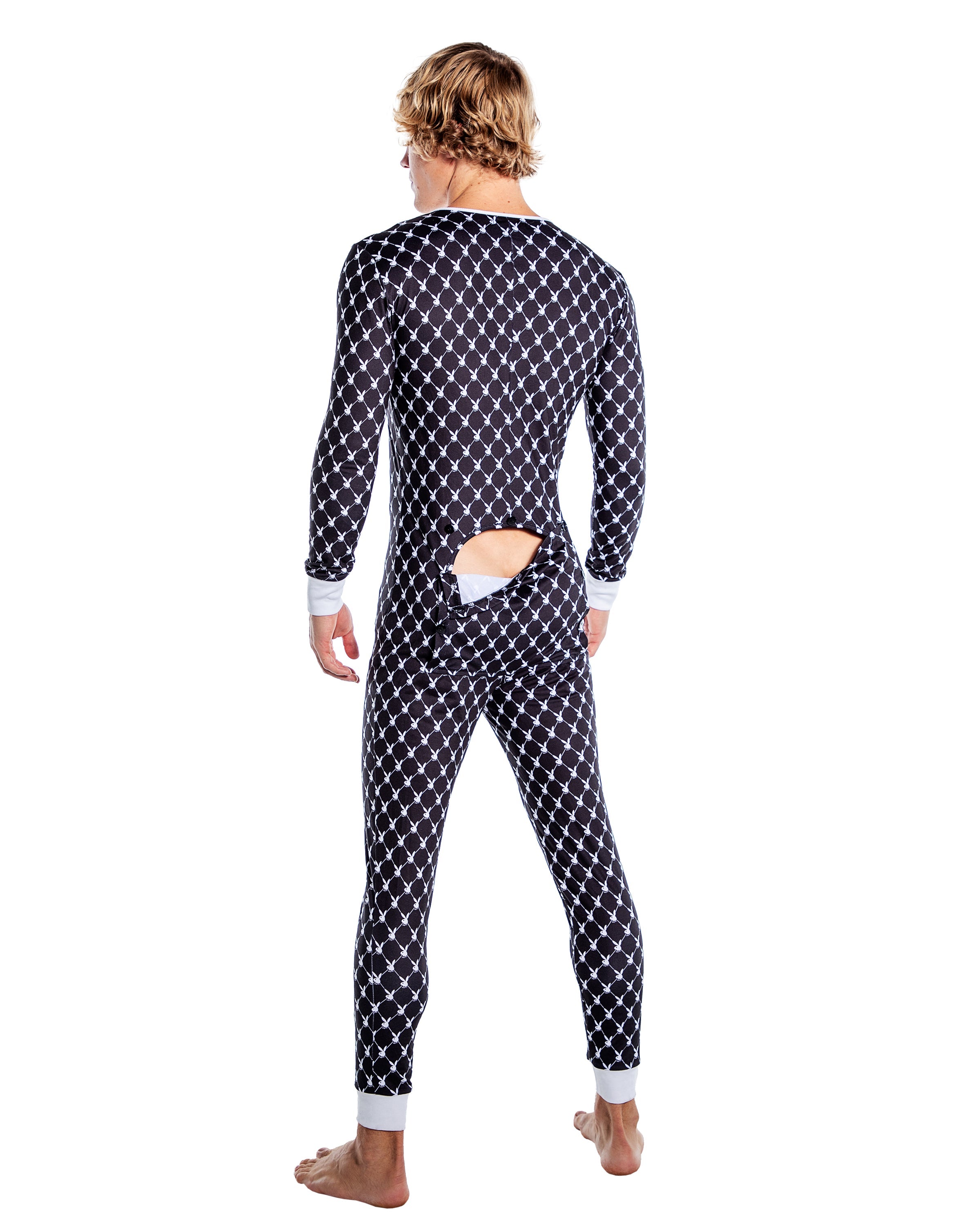 Mystical Playboy Mens Bunny Cozy Lounge Union Suit Lingerie Back View