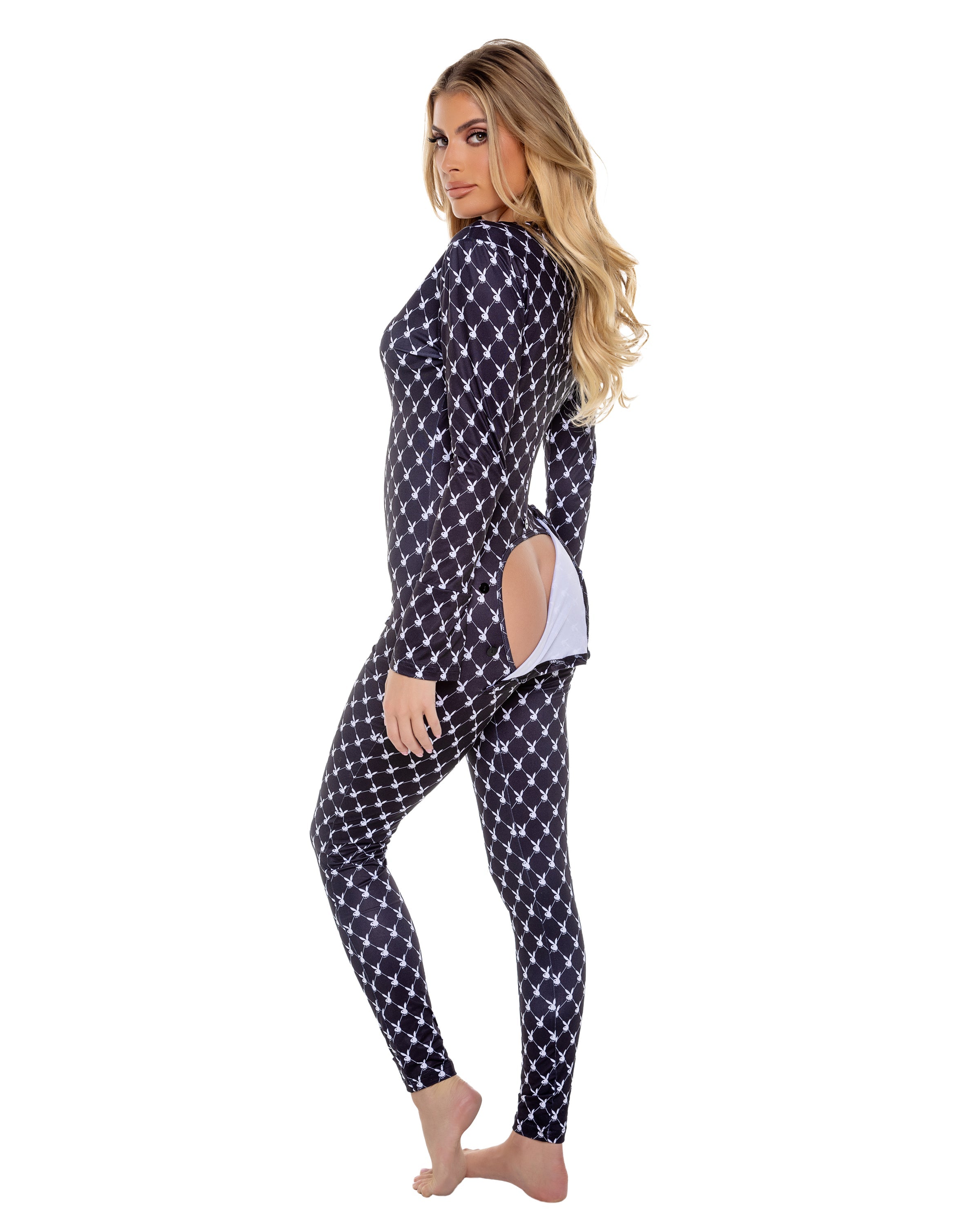 Exclusive Playboy Bunny Cozy Lounge Union Suit Lingerie Back View