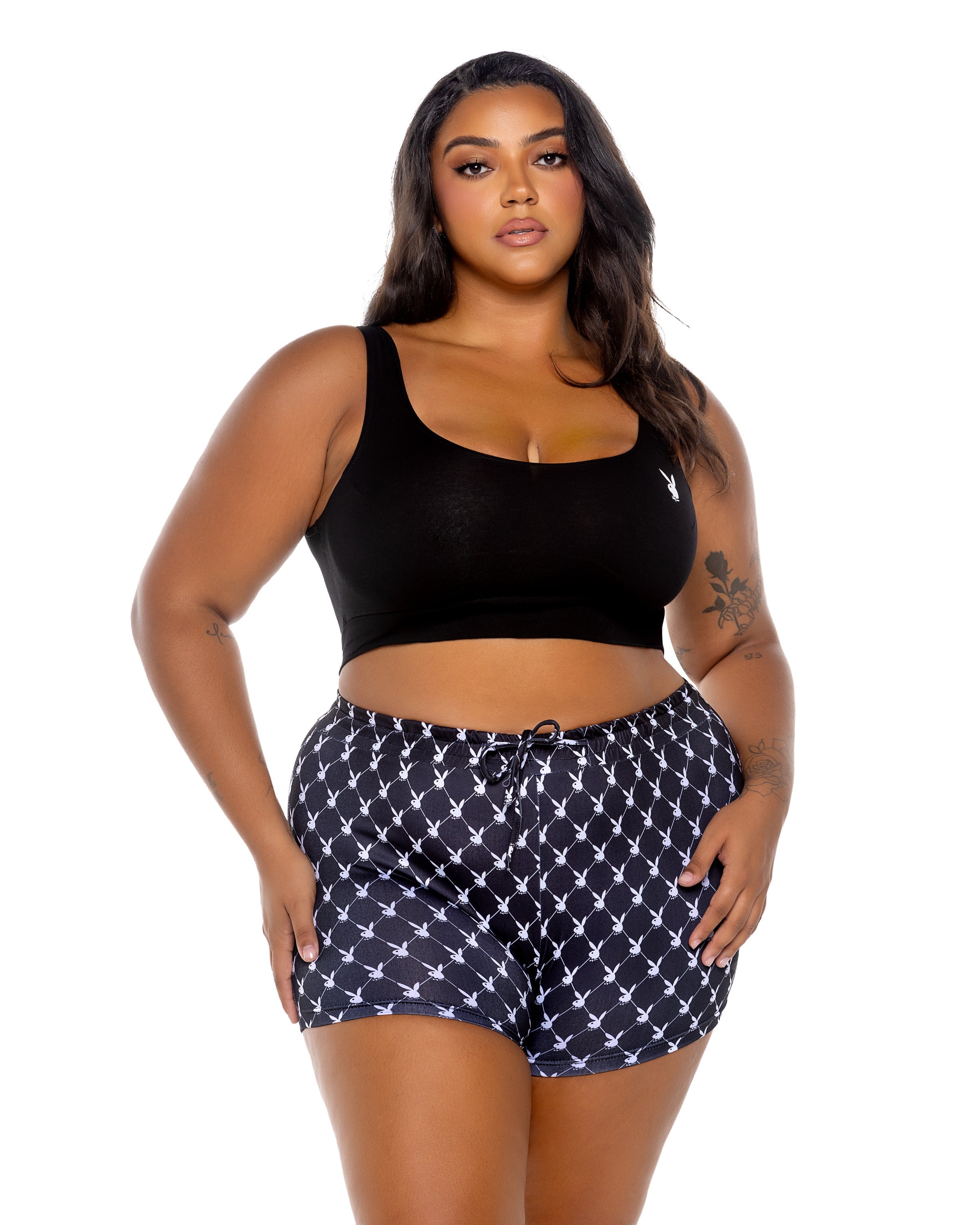 Black Fabulous Playboy Bunny Slumber Lounge 2pc Set Lingerie Size 3X/4X