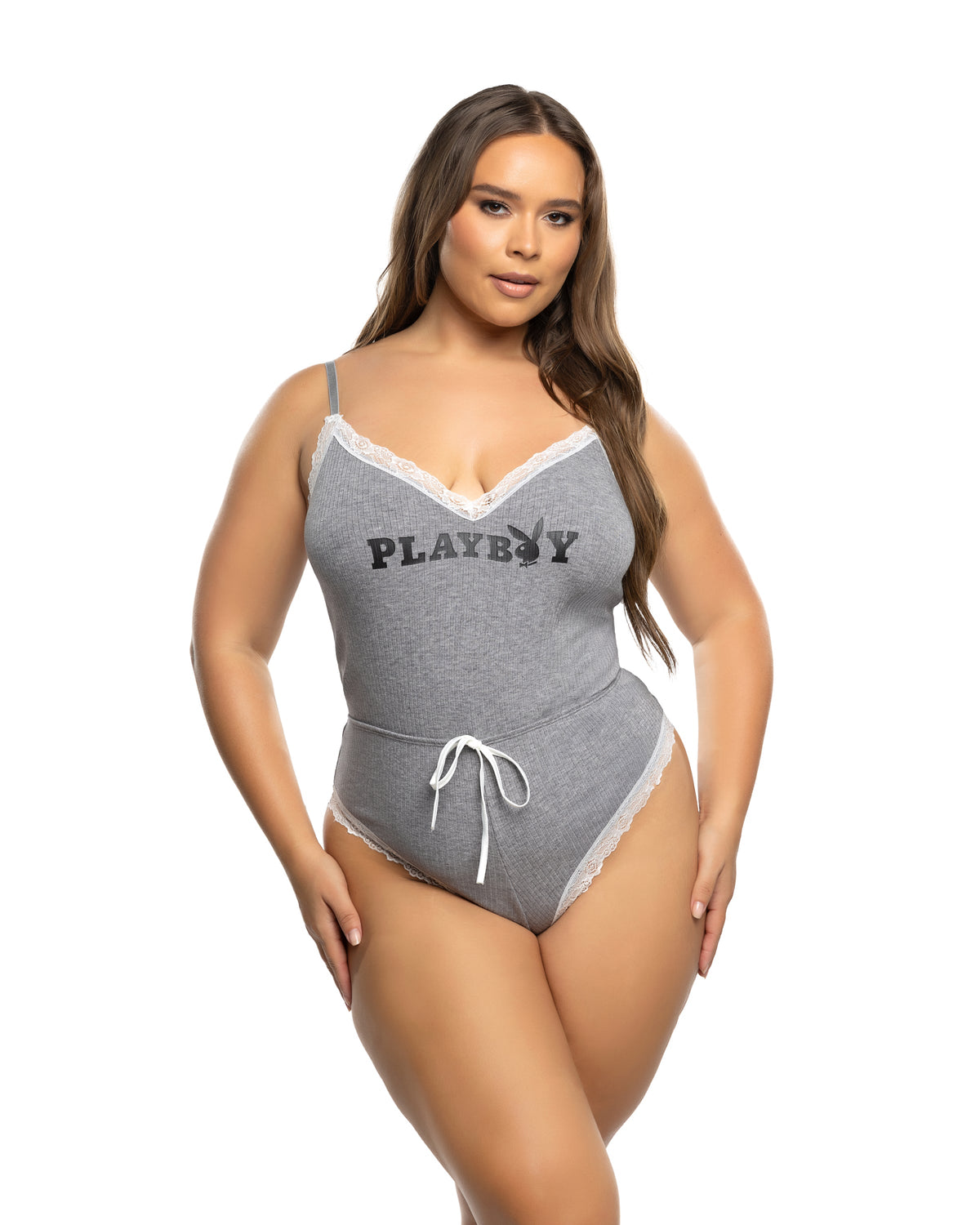 Polished Comfy Bunny Romper Lingerie Romper in Grey by Build-A-Hoochie