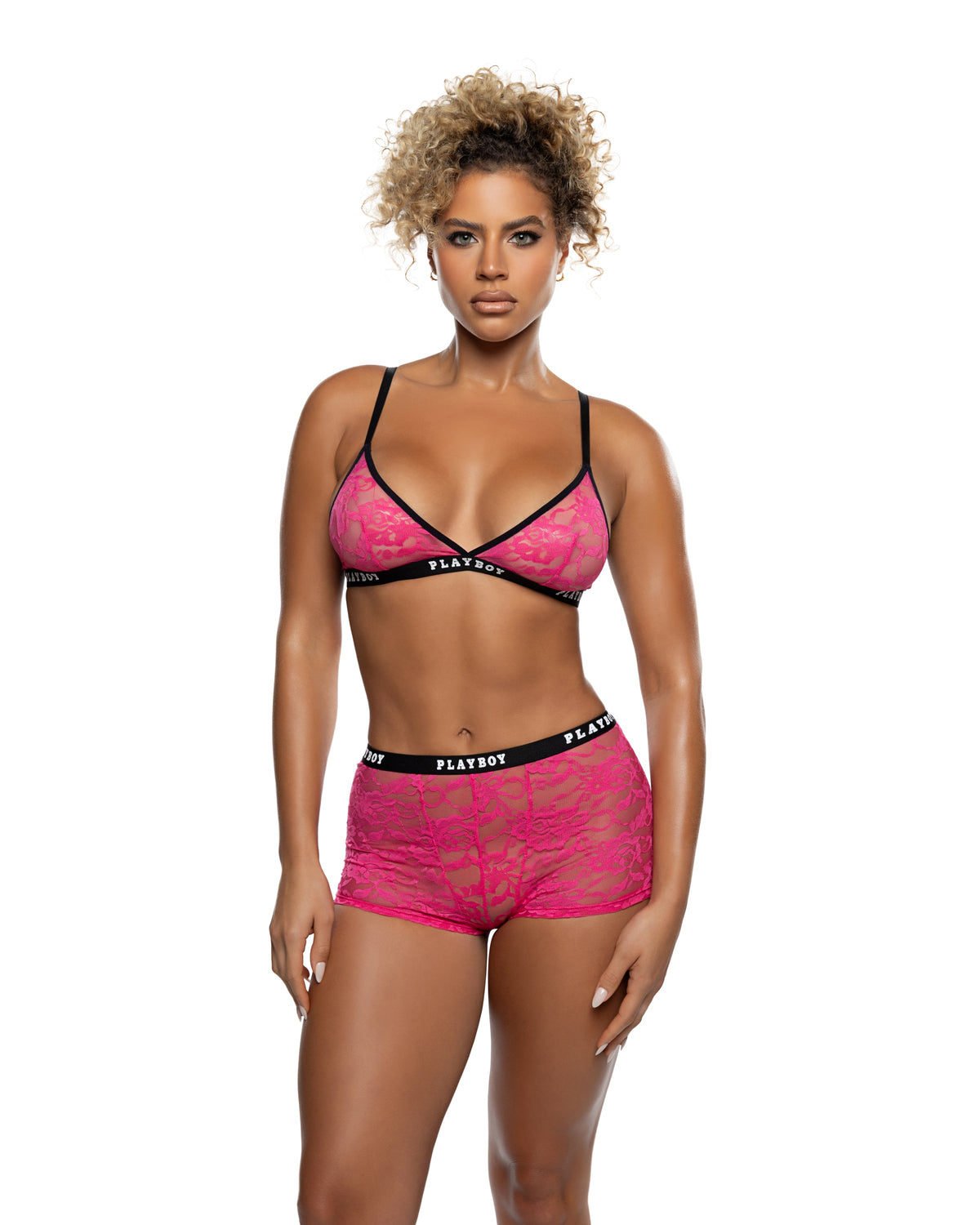 Flirty Bunny 2PC Lounge Set in Hot Pink by Build-A-Hoochie