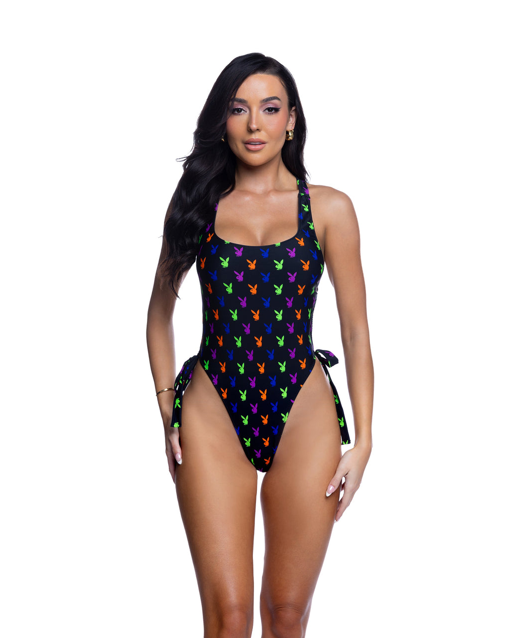 Confident Playboy Bunny 1 Piece Swimsuit One-Piece Swimsuit in Black by Build-A-Hoochie
