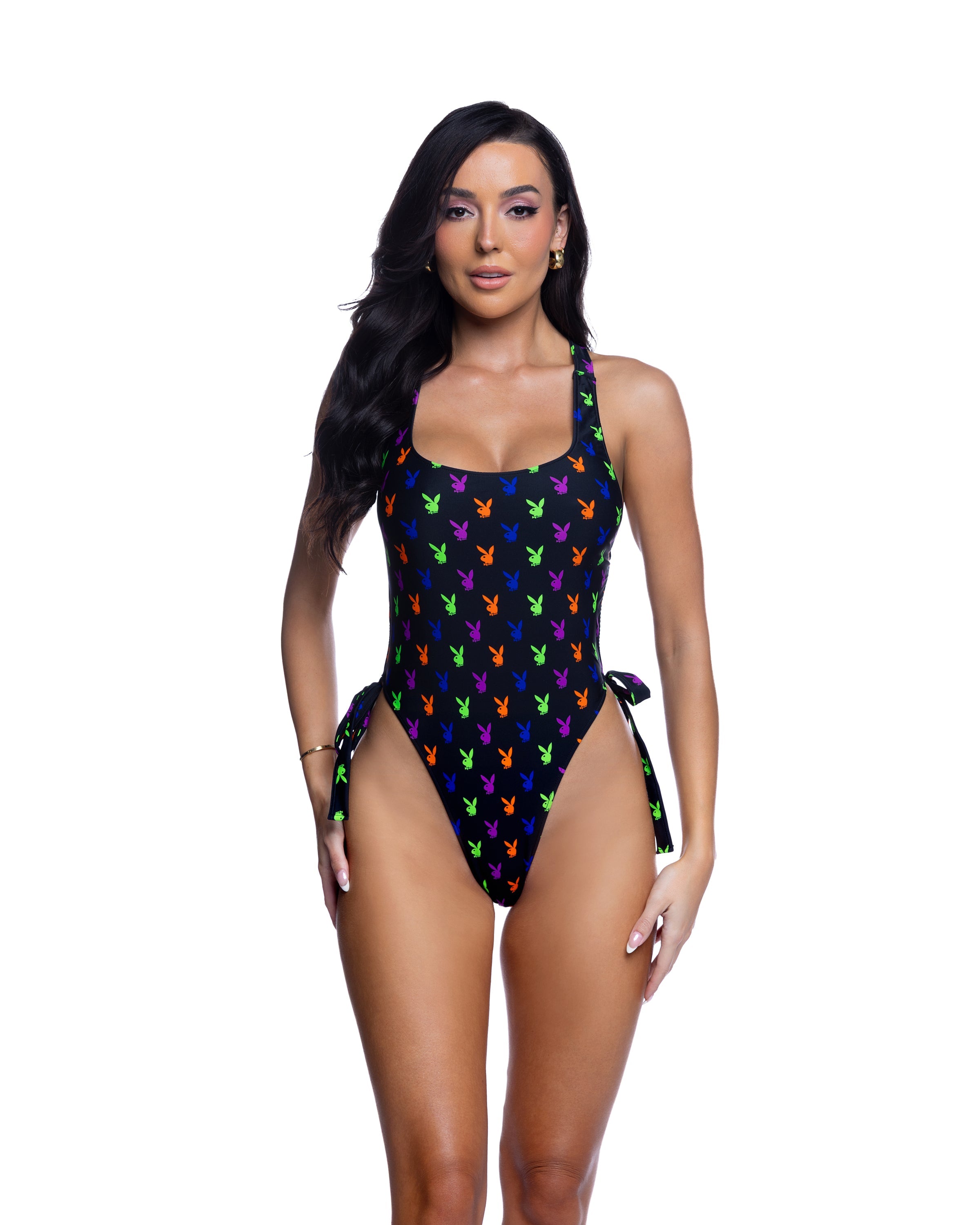 BAHPBS122 - Iridescent Playboy Bunny 1 Piece Swimsuit