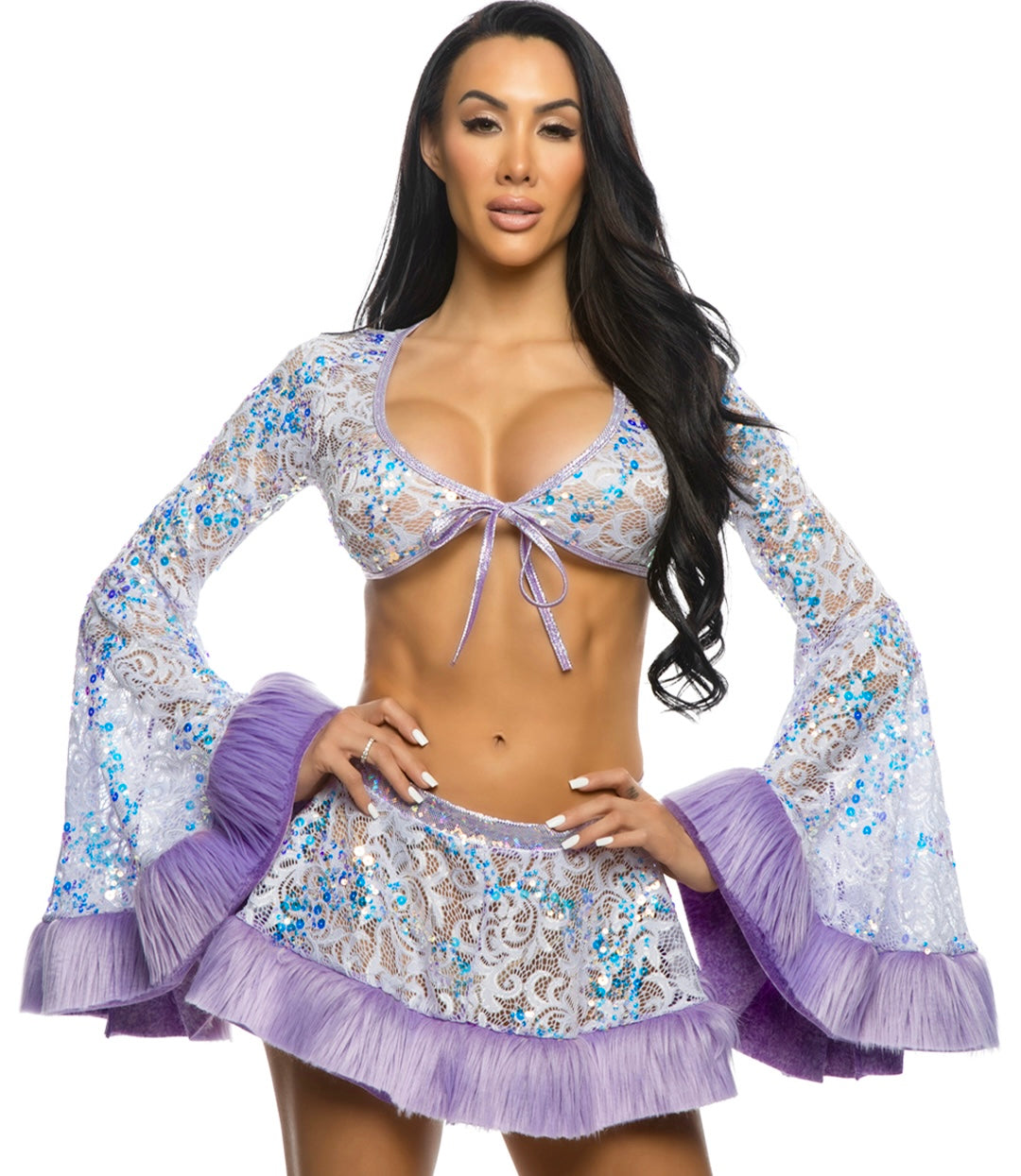 BAHJR175 - Diva Sequin Faux Fur Trimmed Skirt