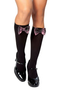 Knee High Stocking W/ Plaid Bows Hosiery in As Shown by Build-A-Hoochie