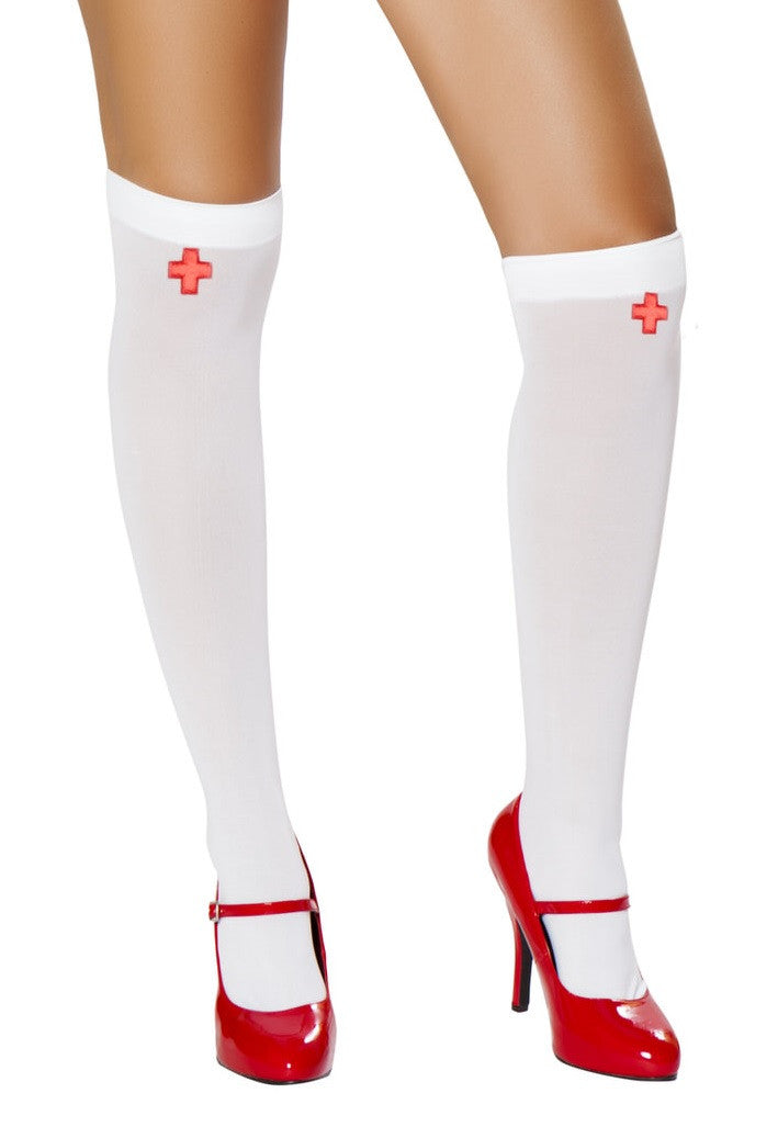 White/red Gilded Nurse Stockings Costumes Size O/S