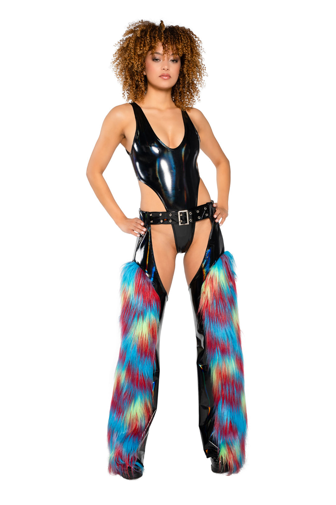 BAHJR221 - Princess Holo PVC/Faux Fur Chaps